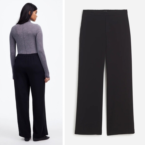 NWT - Madewell - Pull-On Straight Pants in Crepe - True Black - Picture 2 of 14